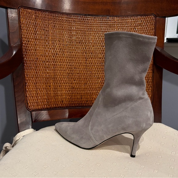 SALE Stuart Weitzman Silver Suede Ankle Boot - Picture 1 of 4
